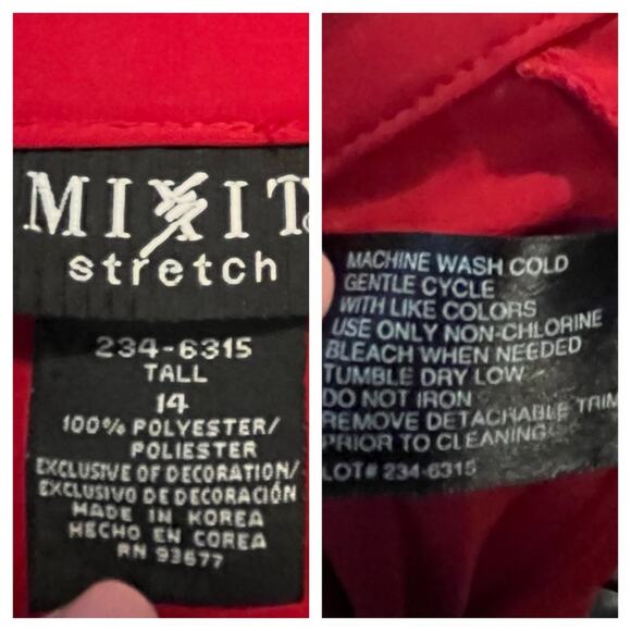 Mix It Midi Skirt Knife Pleated A-line Stretch Red Women’s Size 14 Tall - Picture 5 of 9